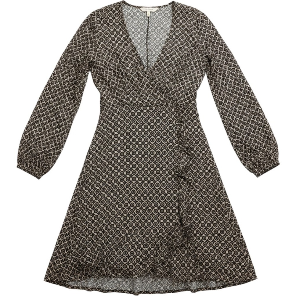 Very J Womens Black Cream Geometric Medallion Ruffle Wrap Dress VD33016 Size M
